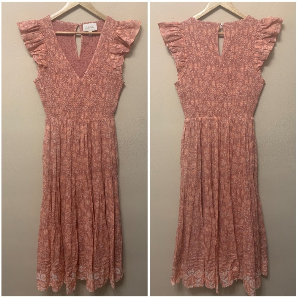 Cleobella Rita Ankle Dress Pink Tan Size Medium - Picture 2 of 10